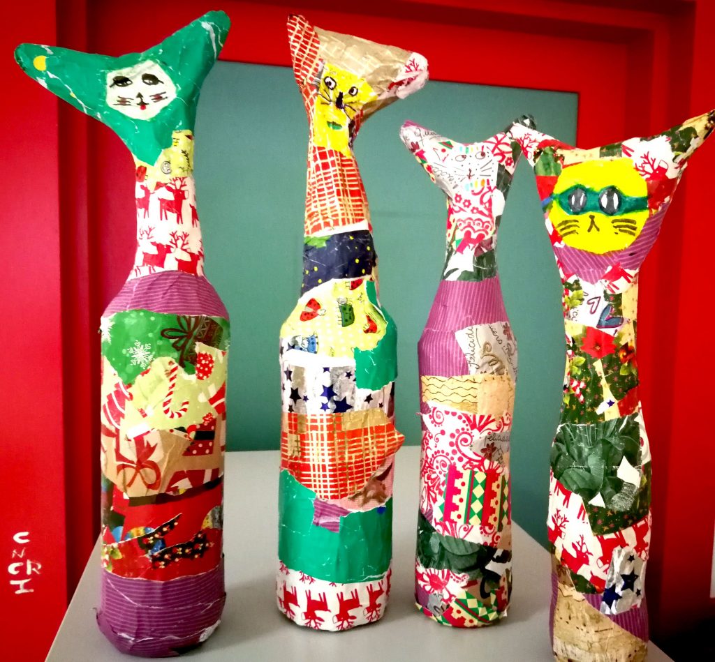 Regalo para el día de la madre: gatos de cartón piedra. Ideas para Primaria.