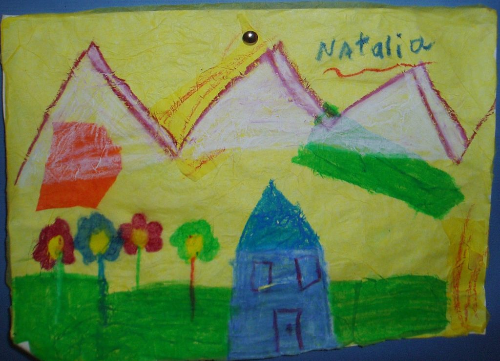 Paisajes, papel seda y ceras.
